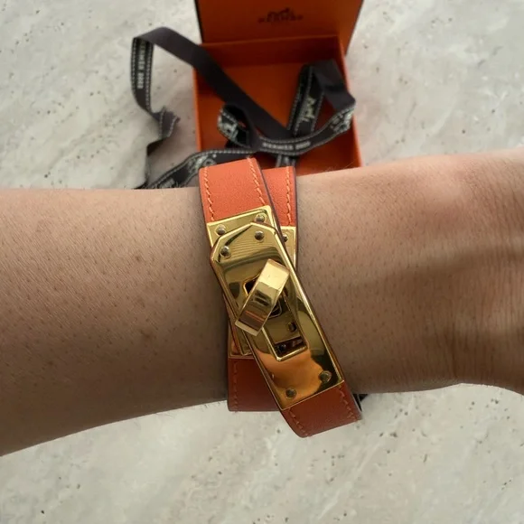 Hermes Kelly Double Tour Orange Gold **like new**